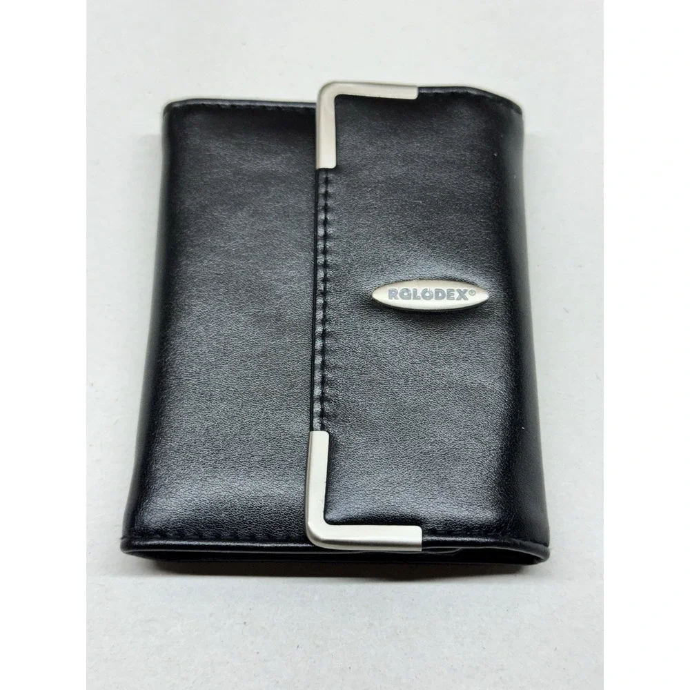 Rolodex Business Card Holder Case Black Folding Organizer Wallet Portable